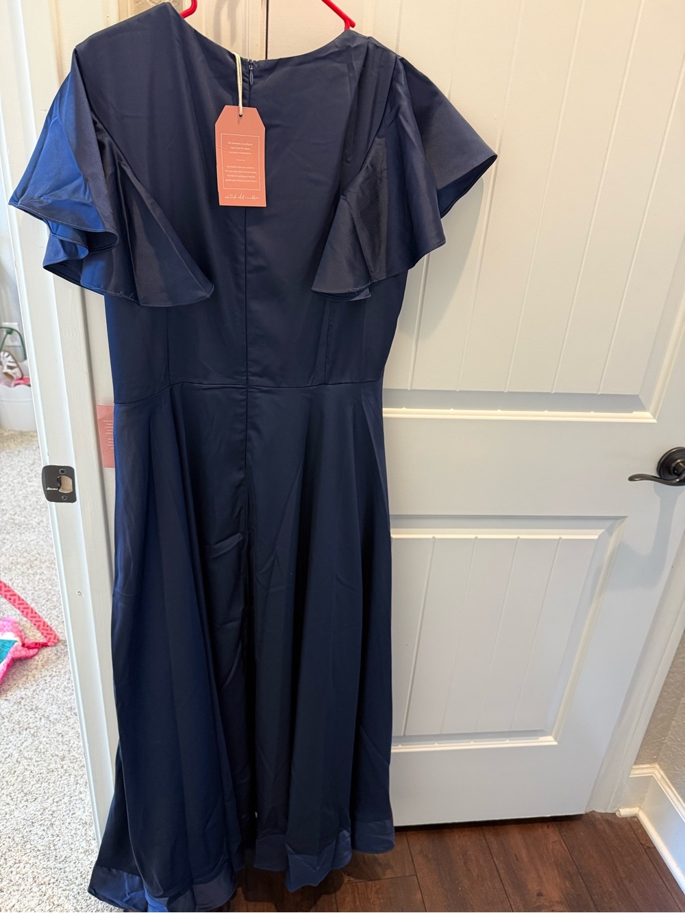 Ivy City Dress “Callie” Size Large in Navy / NEW WITH TAGS- Ruffle Sleeve Dress - Picture 4 of 4